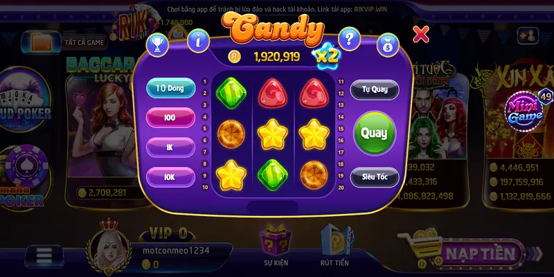 Giới thiệu trò chơi minigame Candy Rikvip