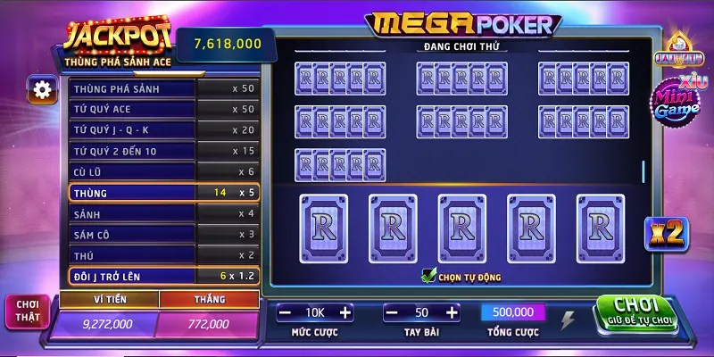 Giới thiệu trò chơi game bài nổ hũ Mega Poker