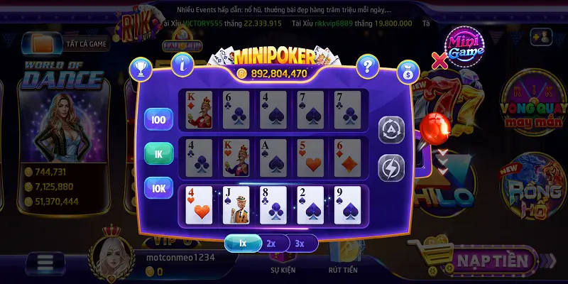 Thông tin tổng quan về trò chơi Mini Poker Rikvip