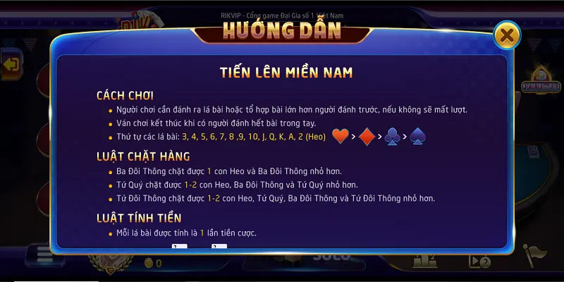 Cách đánh bài Tiến lên miền Nam online tại Rikvip