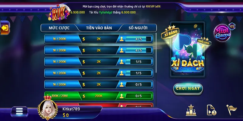 Luật chơi game bài Xì dách Rikvip